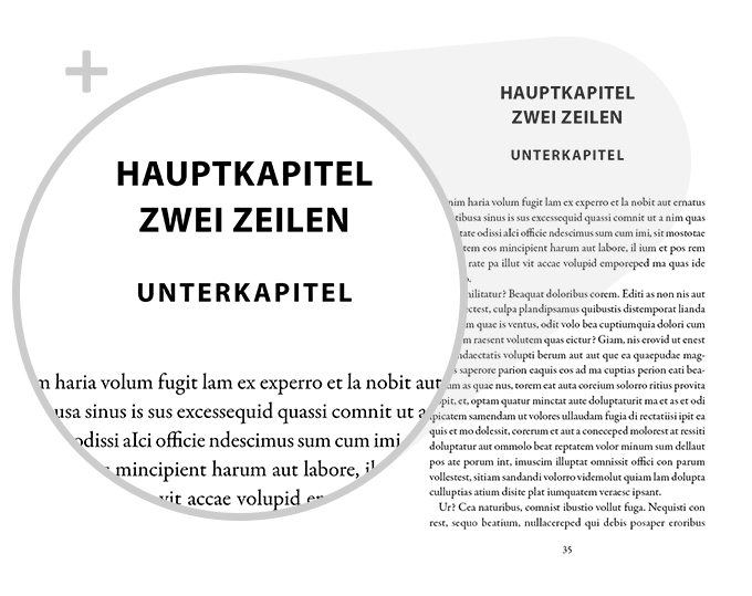 Beispiel Detail Schrift Design Belletristik Universell Variante individuell