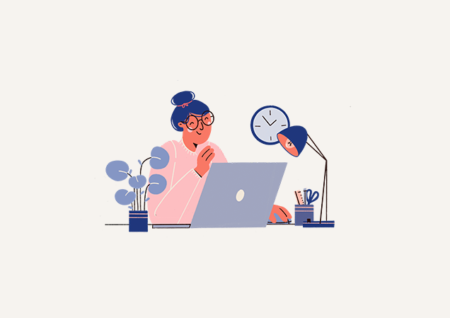 Illustration einer Person am Laptop